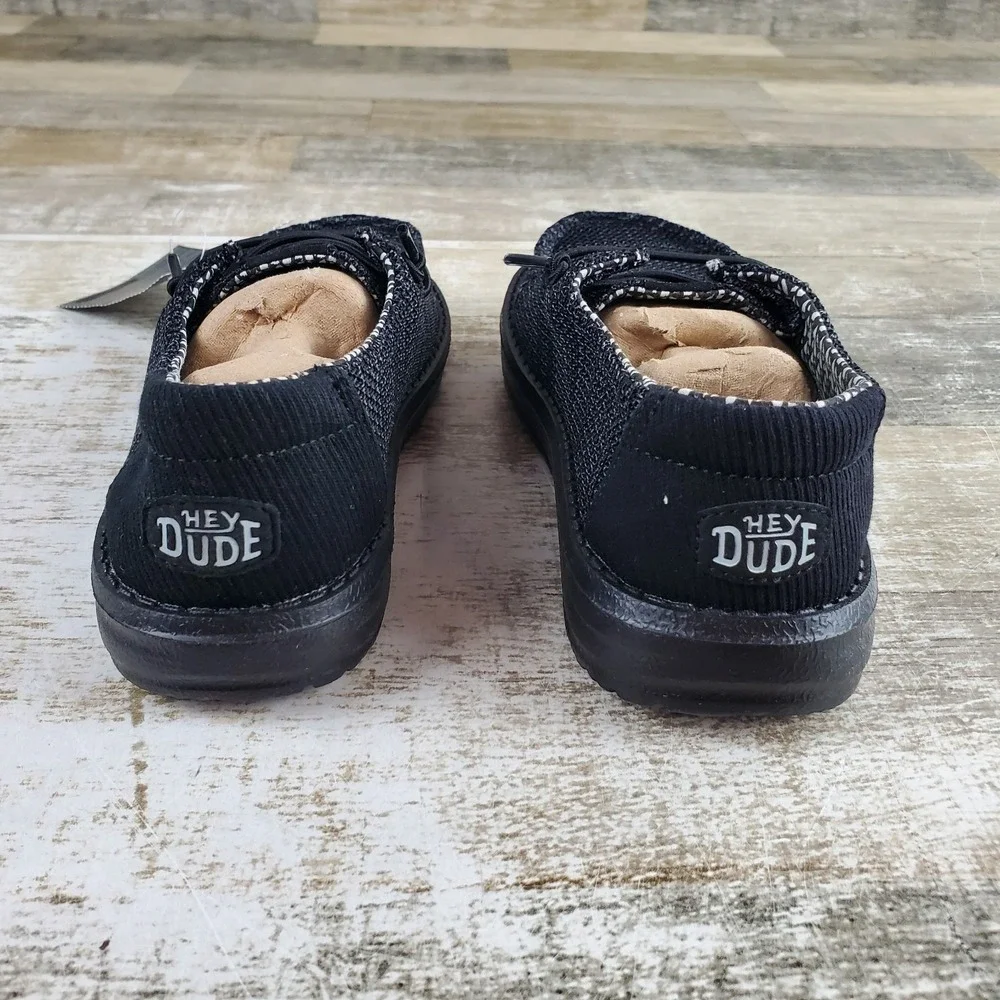 Hey Dude Wendy Stretch Sox Loafer Shoes Sz 13 C13 Black Knit Round Toe Comfort